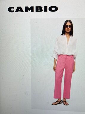 CAMBIO Pink wide leg cropped Trousers- new